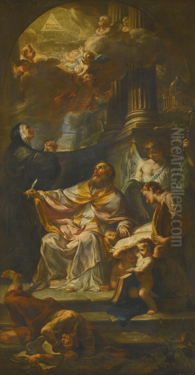 Saint Augustine Triumphing overHeresy Oil Painting by Francesco Solimena