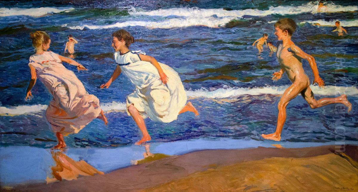 Corriendo por la playa, Valencia Oil Painting by Joaquin Sorolla