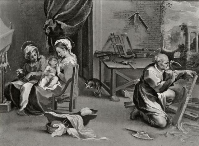 The Holy Family with St. Anne in Joseph's Workshop Oil Painting by Francesco Vanni