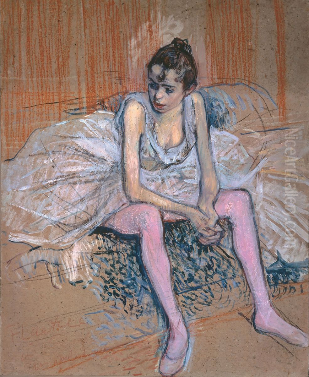 <<Sidasaa tancovsica v rozovom triko>> Oil Painting by Henri De Toulouse-Lautrec <<Sidasaa tancovsica v rozovom triko>> Oil Painting by Henri De Toulouse-Lautrec