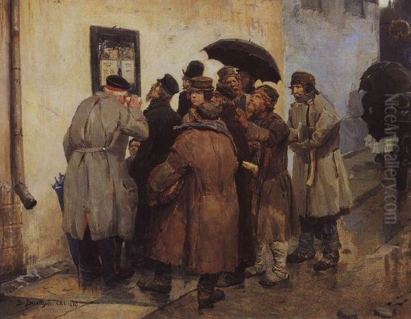 <<Voennaa telegramma>> Oil Painting by Viktor Vasnetsov