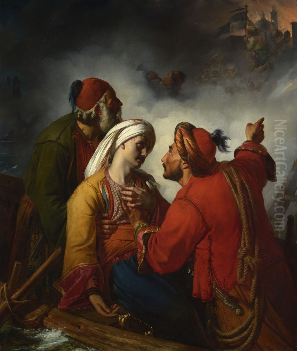 Officier grec blesse Oil Painting by Jean-Claude Bonnefond