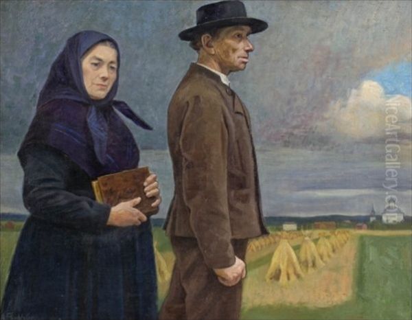 On the Way to Church Oil Painting by Anna Sahlsten