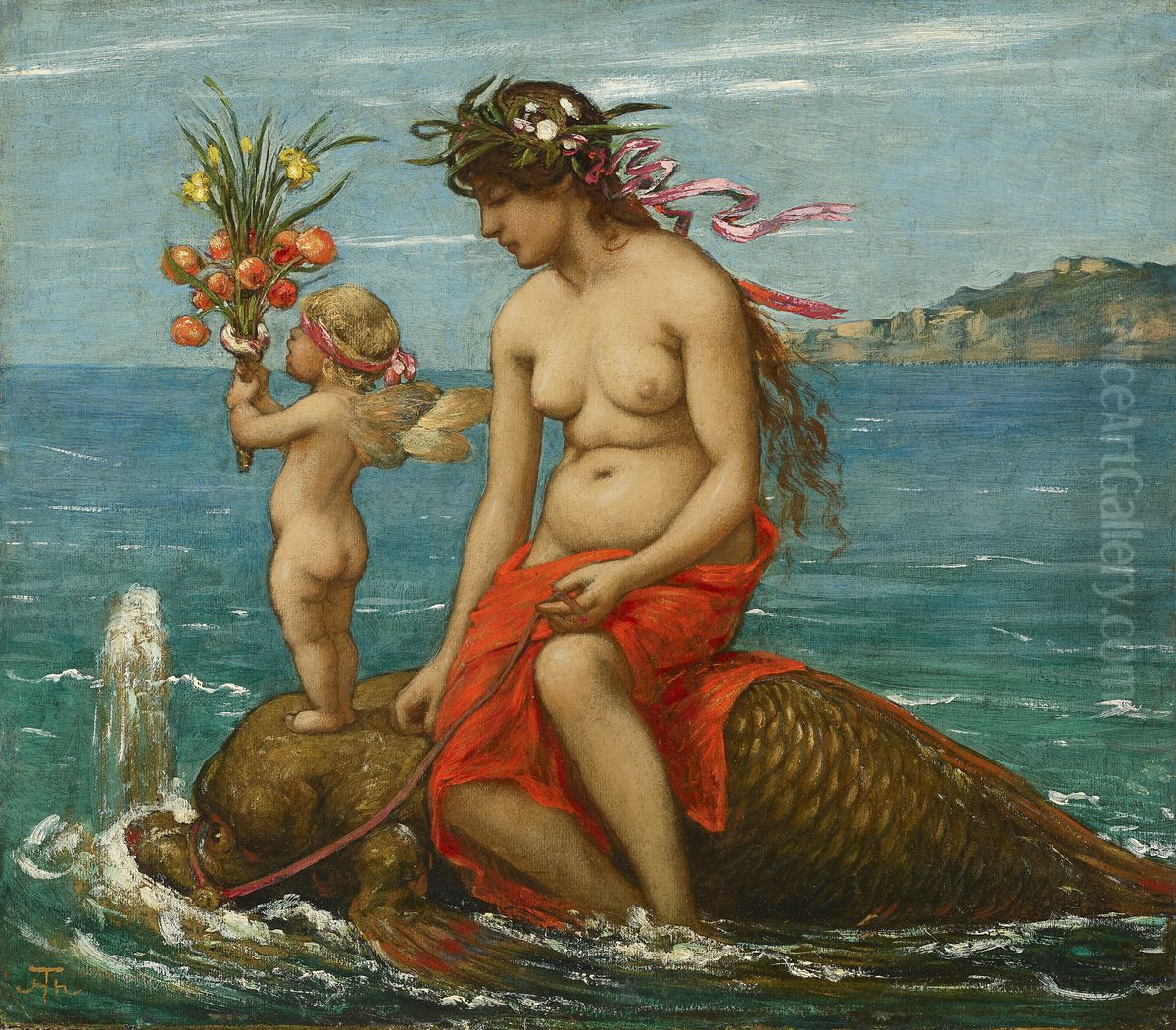 Durch die Fluten Oil Painting by Hans Thoma