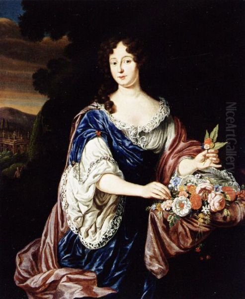 Portrait of an unknown woman Oil Painting by Michiel van Musscher