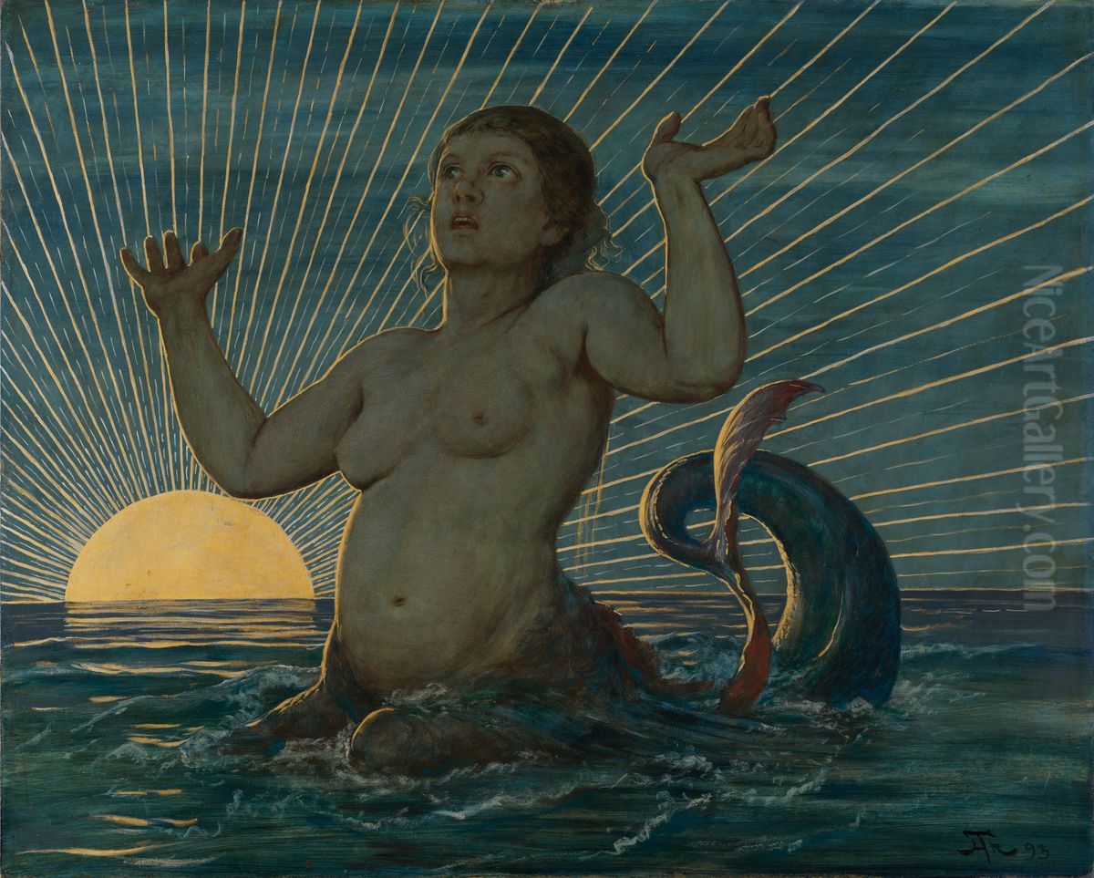 Sea awakening Oil Painting by Hans Thoma