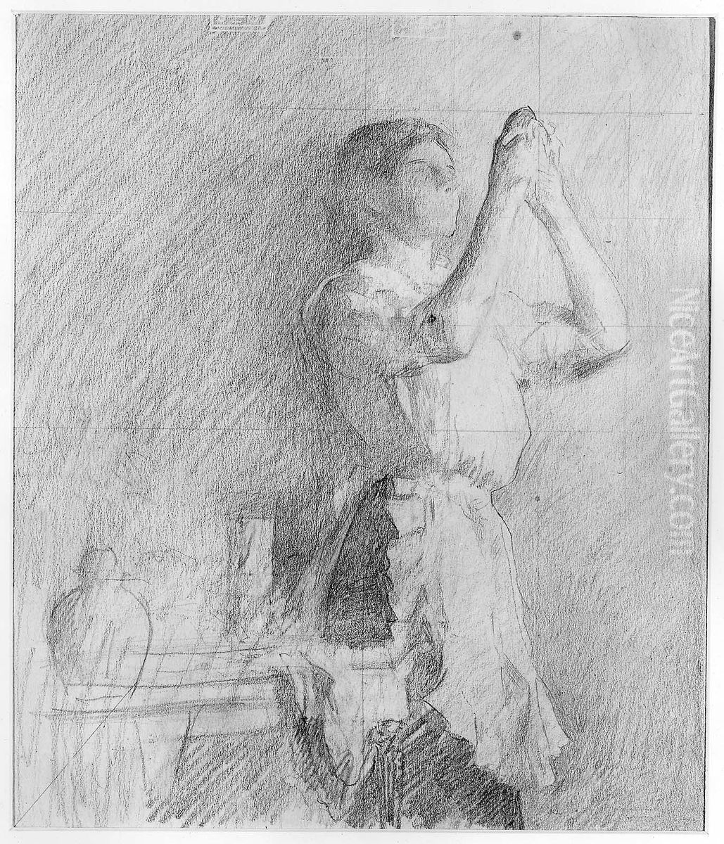 Study for the painting The Blue Cup Oil Painting by Joseph DeCamp