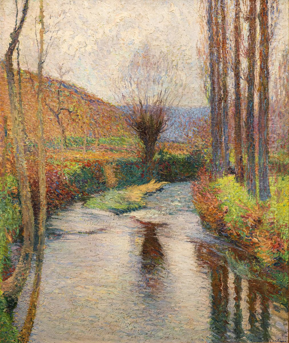 Le Vert aux peupliers et au saule Oil Painting by Henri-Jean Guillaume Martin