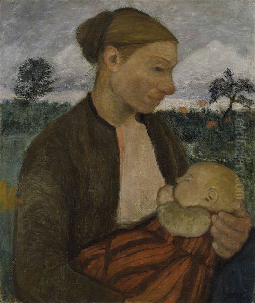 Mother and Child Oil Painting by Paula Modersohn-Becker