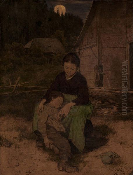 Summer Night Oil Painting by Hans Thoma