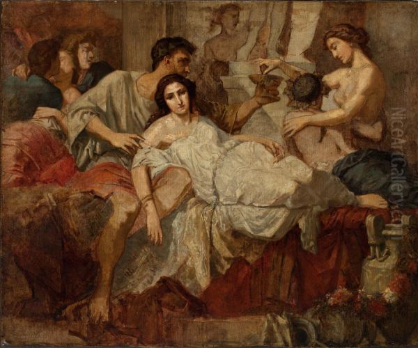 Die Romer der Verfallzeit Oil Painting by Anselm Friedrich Feuerbach