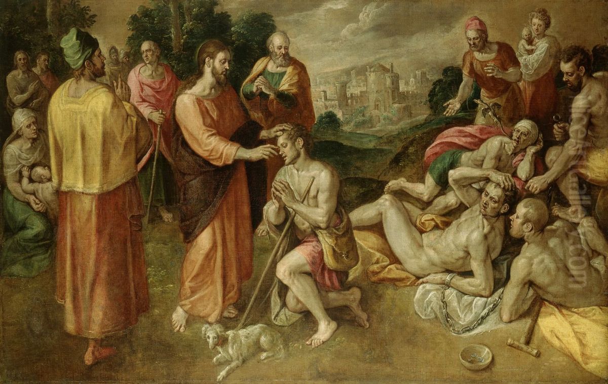 Christ healing the Sick Oil Painting by Chrispijn van den Broeck