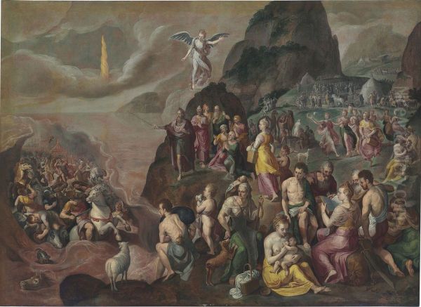 The crossing of the Red Sea Oil Painting by Chrispijn van den Broeck