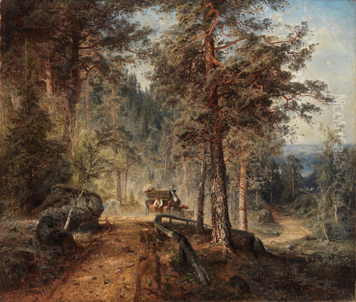 Road in Hame (A hot Summer Day) Oil Painting by Werner Holmberg