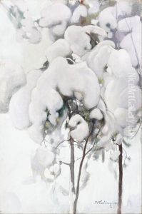 Snow-Covered Pine Saplings