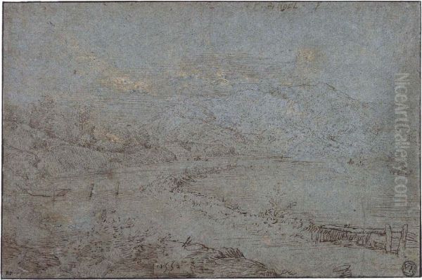 River Landscape Oil Painting by Pieter Brueghel the Elder
