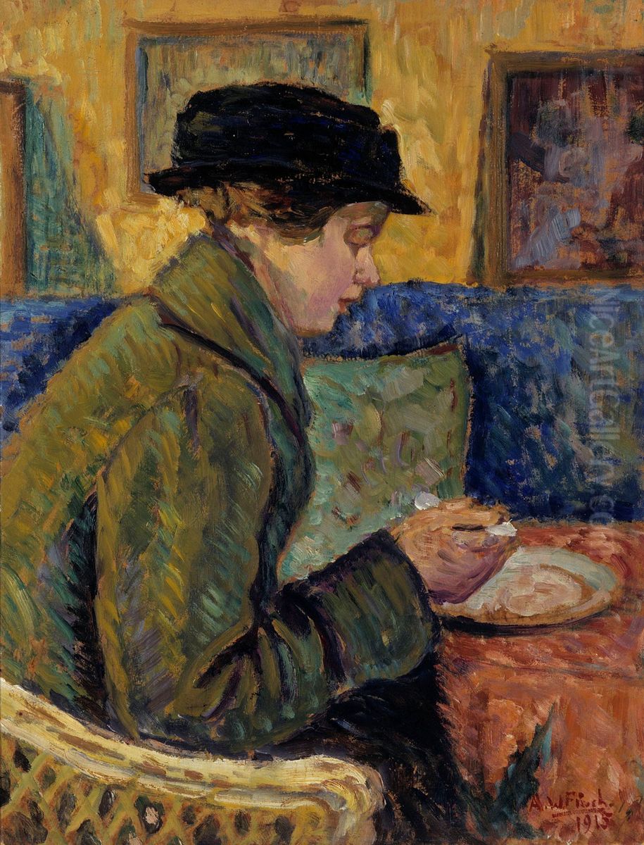 Woman in Profile Oil Painting by Alfred William Finch