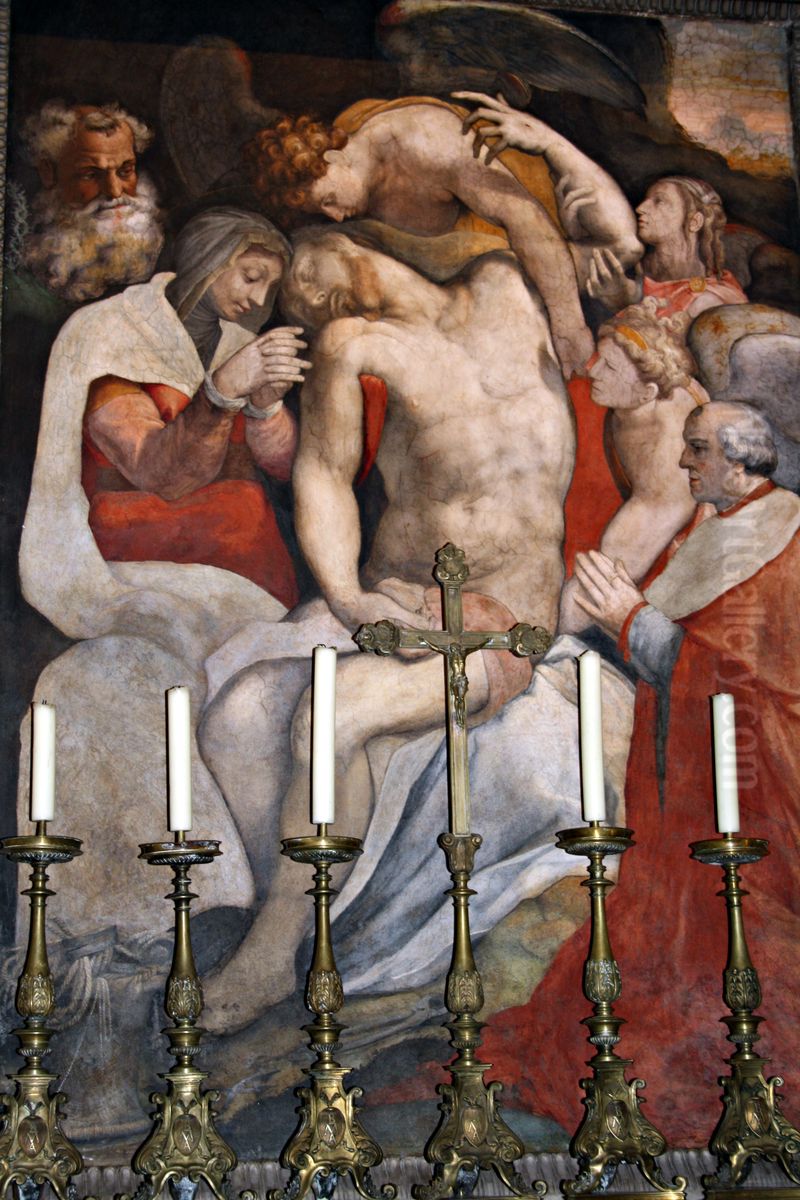 Compianto per Cristo con il cardinale Johann Albrecht di Brandenburgo Oil Painting by Francesco Salviati