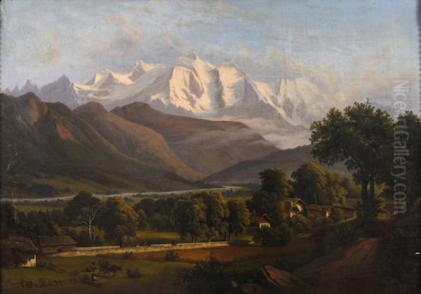 Mountain landscape Oil Painting by Johann Anton Castell