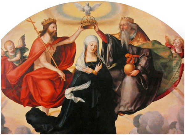 Coronation of the Virgin Mary. Oil Painting by Georg Pencz