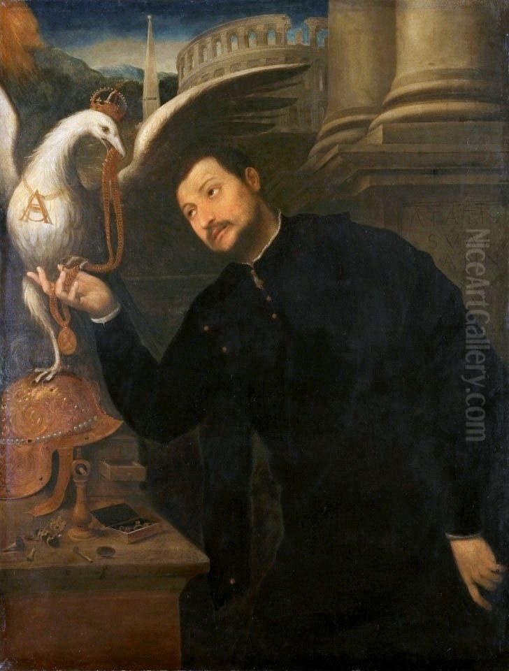 Portrait of Royal jeweller Giovanni Jacopo Caraglio. Oil Painting by Paris Bordone