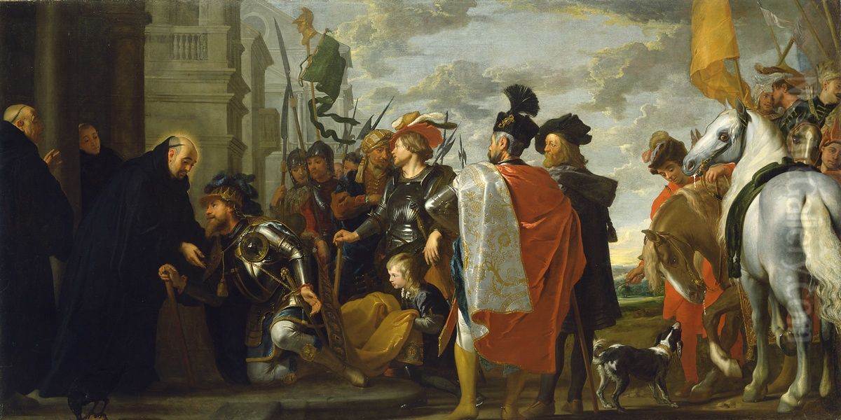 Saint Benedict receiving Totila, King of the Ostrogoths Oil Painting by Gaspar De Crayer