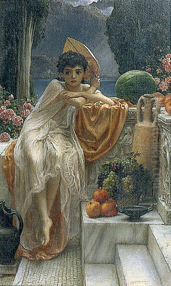 On the Temple Steps Oil Painting by Edward Poynter