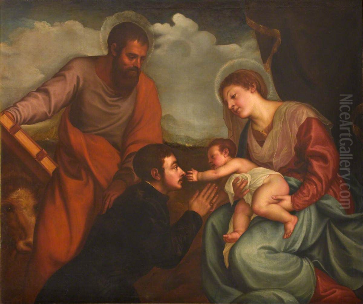 The Virgin and Child with Saint Luke and Donor Oil Painting by Titian