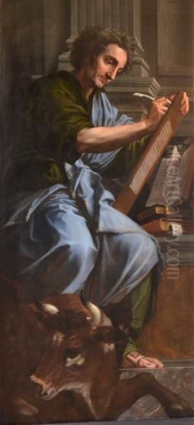 St Luke Oil Painting by Michiel Coxie