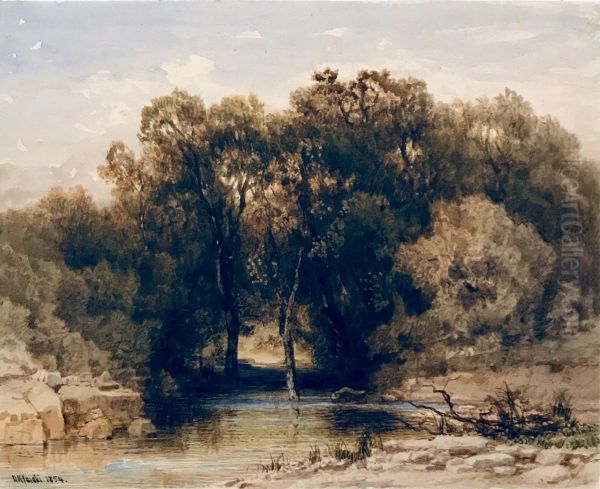 The reflecting brook Oil Painting by Otto Reinhold Jacobi