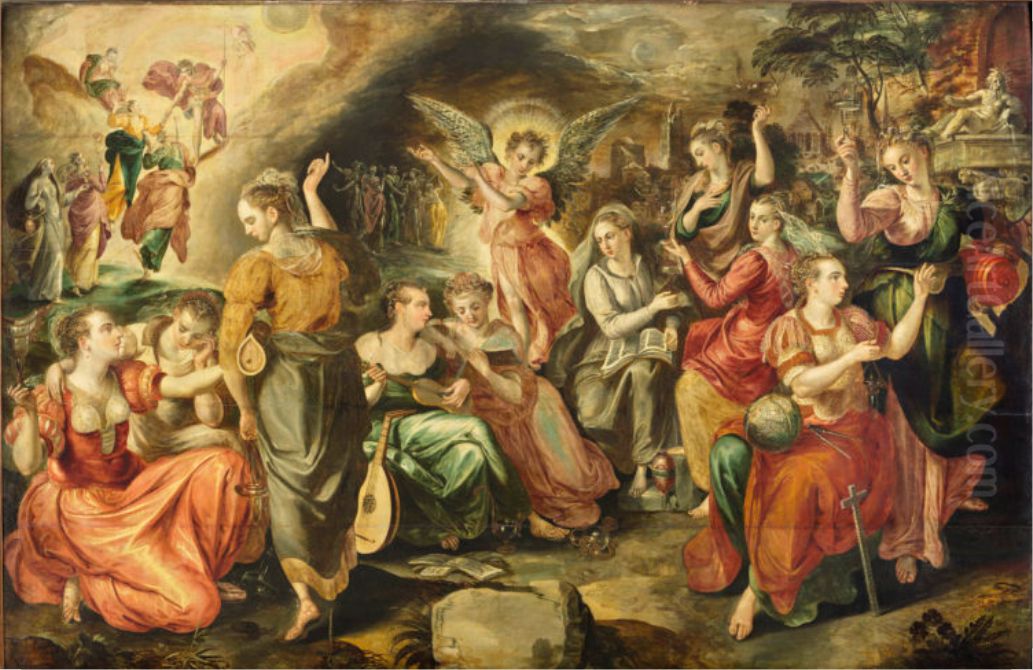 The Wise and Foolish Virgins Oil Painting by Maerten De Vos