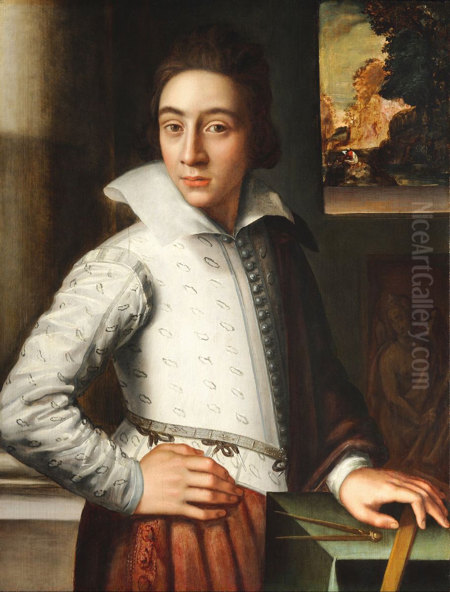 Portrait of a young man Oil Painting by Huybrecht Beuckeleer