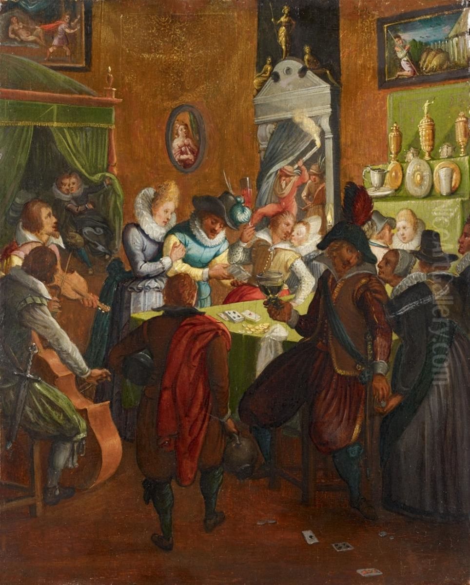 Tavern scene in the night Oil Painting by Joos van Winghe