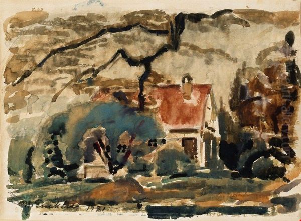 Konstnarens villa i Kilo Oil Painting by Magnus Enckell