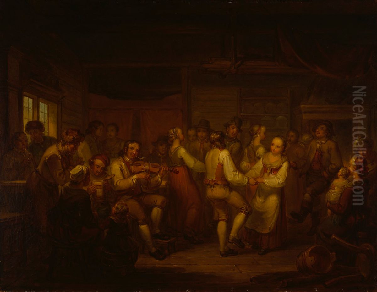 A Peasant Dance in Finland Oil Painting by Aleksander Laureus