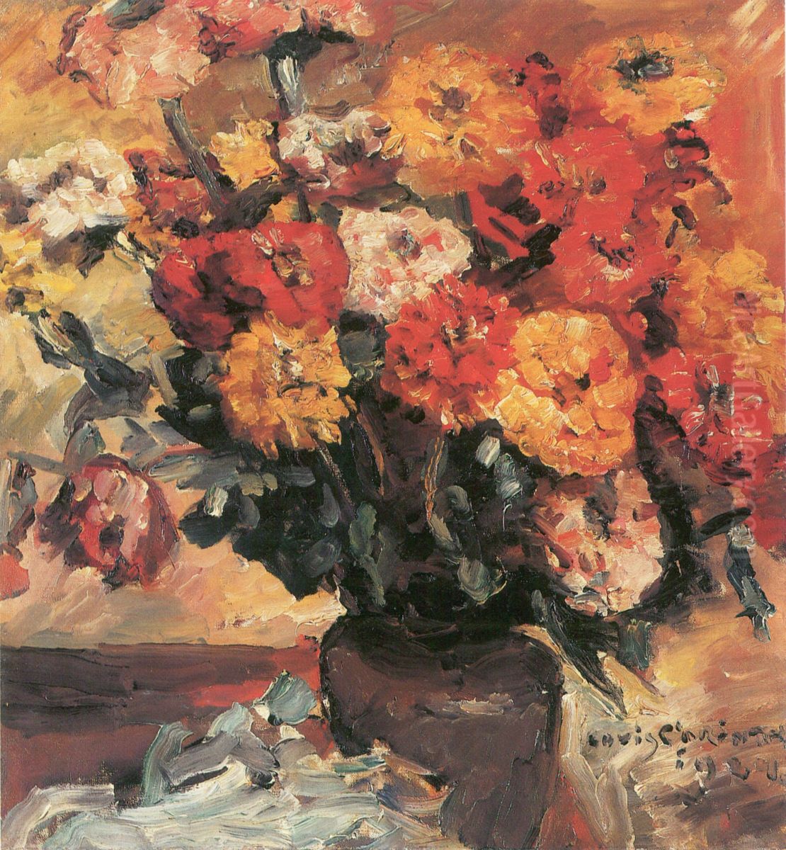 Zinnias Oil Painting by Lovis (Franz Heinrich Louis) Corinth