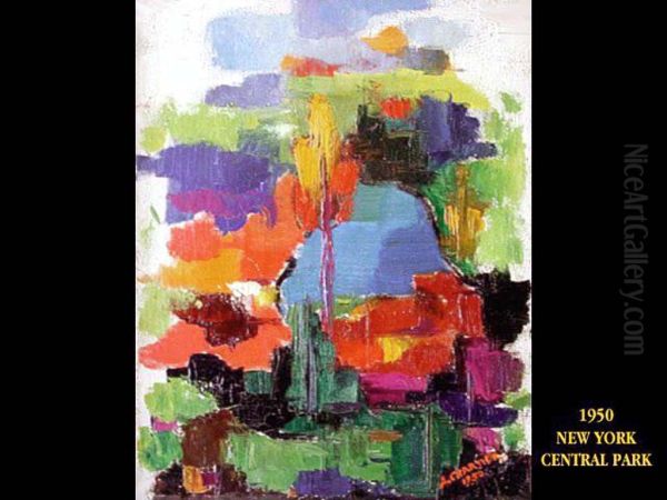 1950-NY CENTRAL PARK Oil Painting by unknown