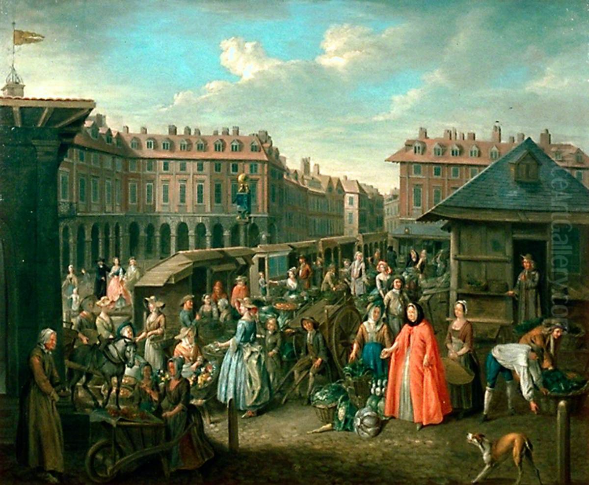 Old Covent Garden Oil Painting by Joseph van Aken Old Covent Garden Oil Painting by Joseph van Aken