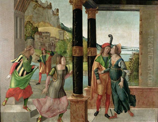 Brutus   and  Portia. Oil Painting by Michele Da Verona