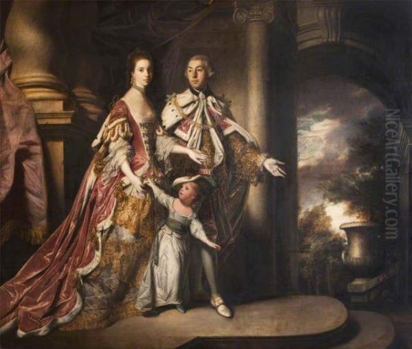 The Earl and Countess of Mexborough with Their Son, Lord Pollington (1719-1778) Oil Painting by Of Sir Joshua Reynolds