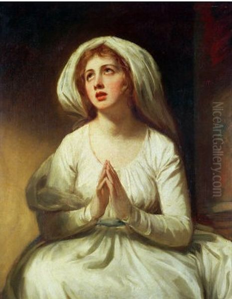 Emma Hart at Prayer Oil Painting by George Romney