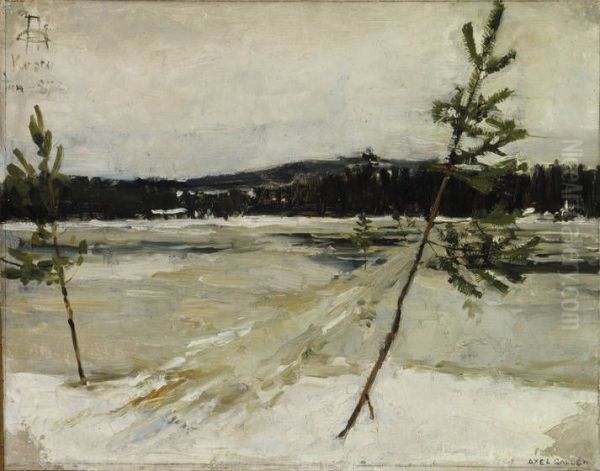 Viittatie jaalla Oil Painting by Akseli Gallen-Kallela