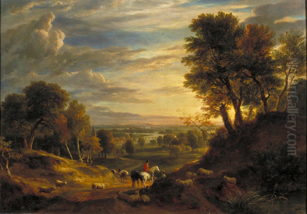 Landscape near Whitchurch Oil Painting by Ramsay Richard Reinagle