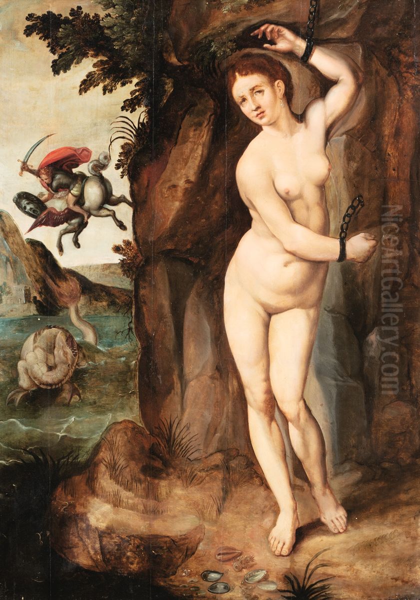 Perseus freeing Andromeda Oil Painting by Michiel Coxie
