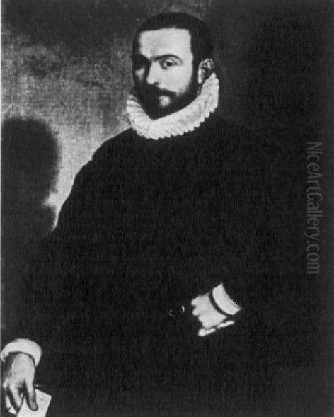Portrait of a bearded man holding a letter Oil Painting by Giovanni Battista Moroni