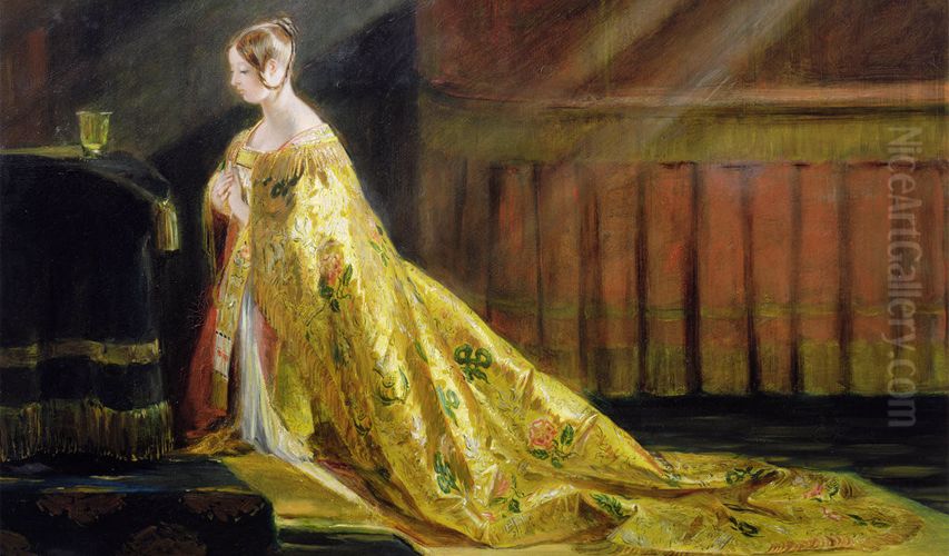 Queen Victoria (1819-1901), in Her Coronation Robes Oil Painting by Charles Robert Leslie