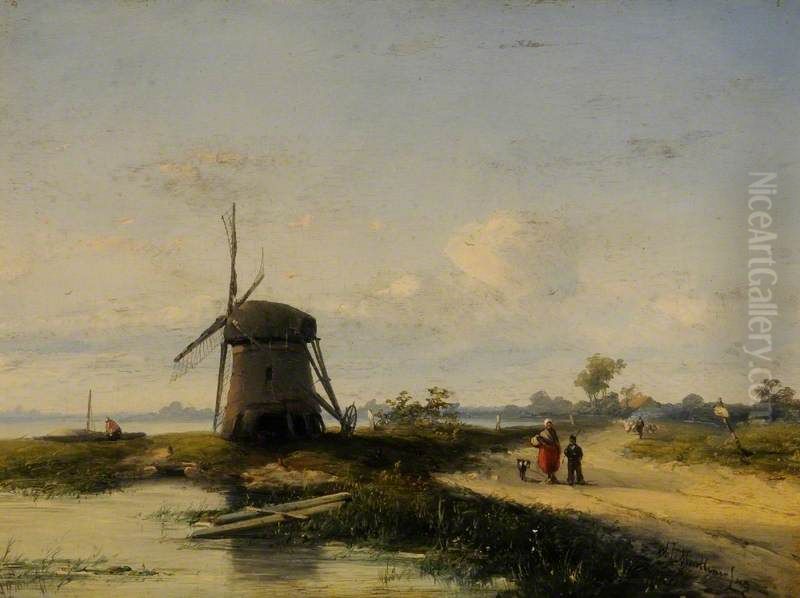 The Windmill Oil Painting by Antonius Josephus Madlener