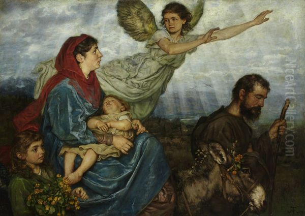 The Flight into Egypt Oil Painting by Hans Thoma