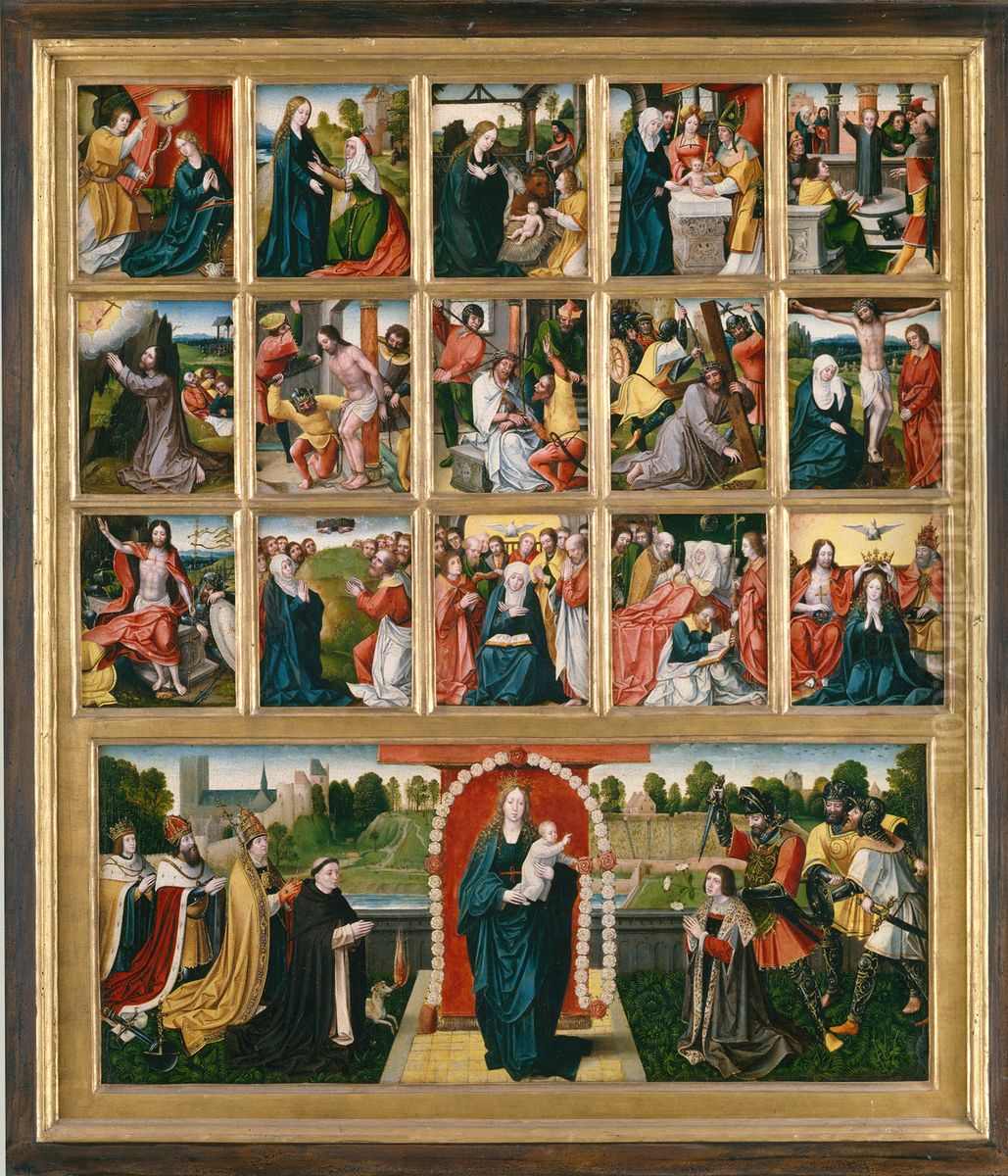 The Fifteen Mysteries and the Virgin of the Rosary Oil Painting by Goswin van der Weyden