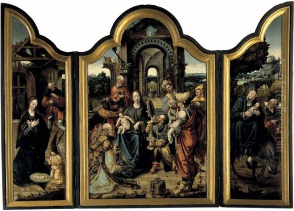 Triptych of the Adoration of the Magi Oil Painting by Master Of The Von Groote Adoration